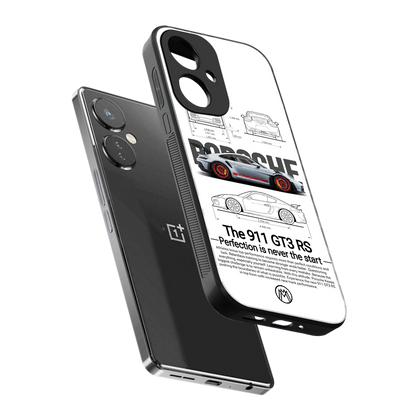 911 gt3 rs white back phone cover | glass case for oneplus nord ce 3