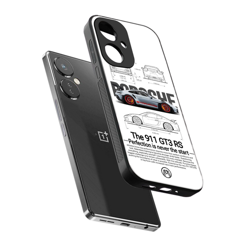 911 gt3 rs white back phone cover | glass case for oneplus nord ce 3