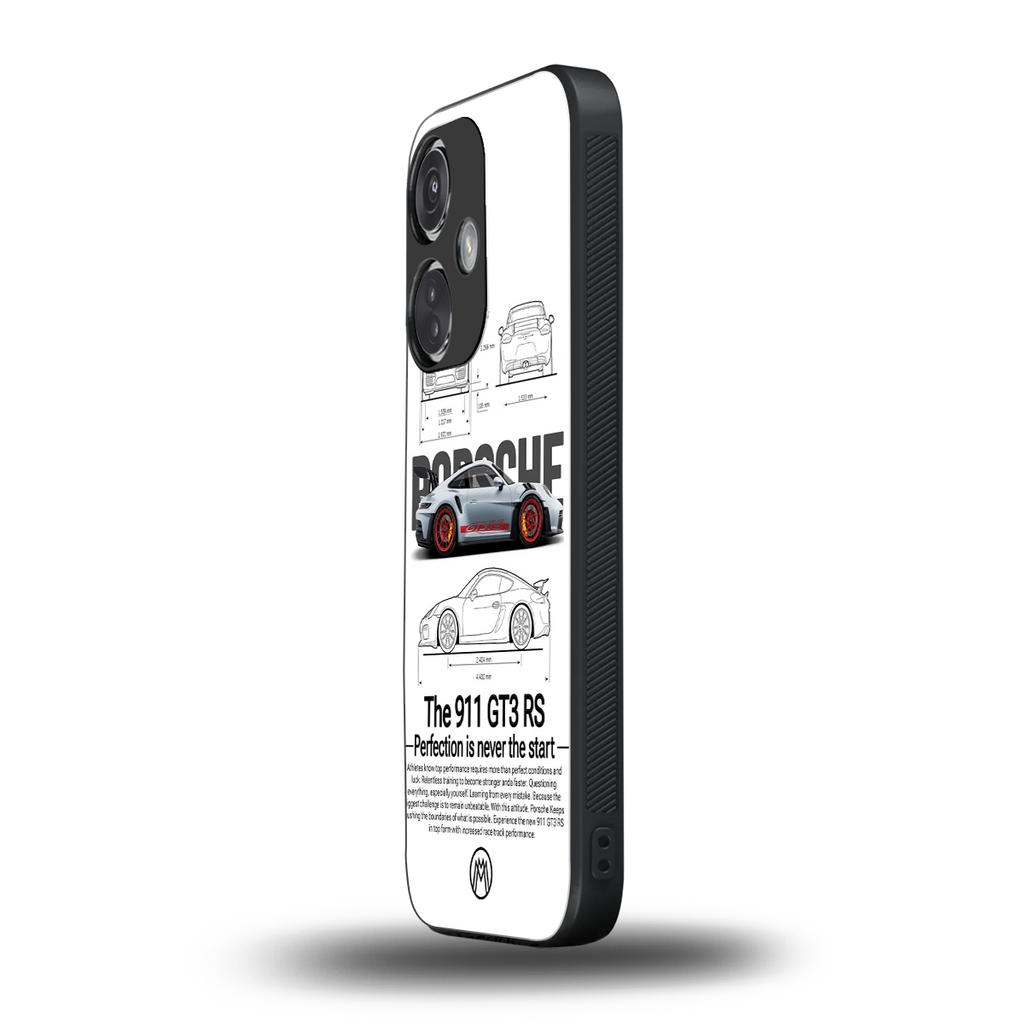 911 gt3 rs white back phone cover | glass case for oneplus nord ce 3