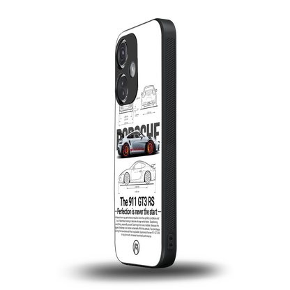 911 gt3 rs white back phone cover | glass case for oneplus nord ce 3