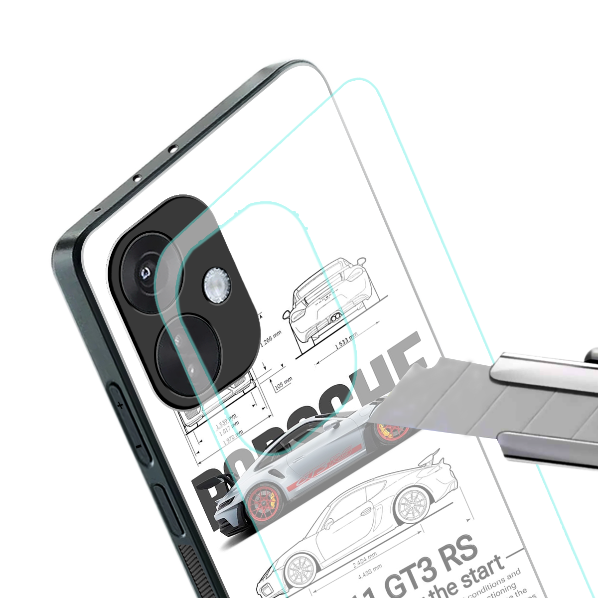 911 gt3 rs white back phone cover | glass case for oneplus nord ce 3