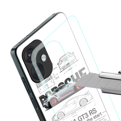 911 gt3 rs white back phone cover | glass case for oneplus nord ce 3