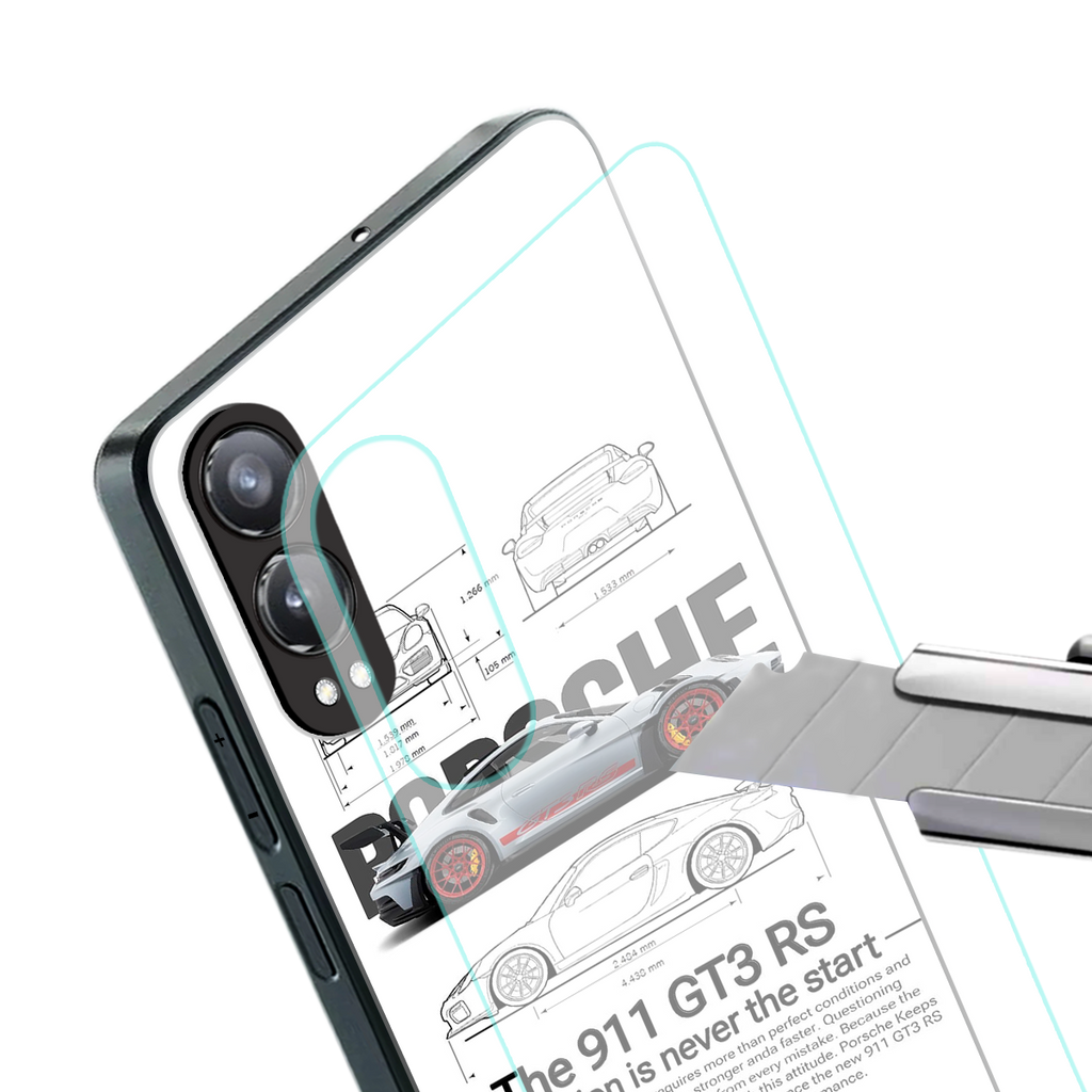 911 gt3 rs white back phone cover | glass case for oneplus nord ce 4 lite