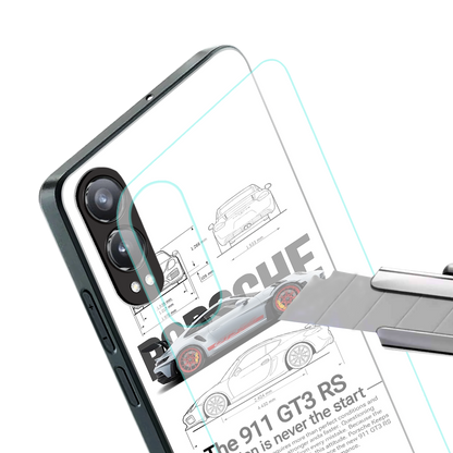 911 gt3 rs white back phone cover | glass case for oneplus nord ce 4 lite