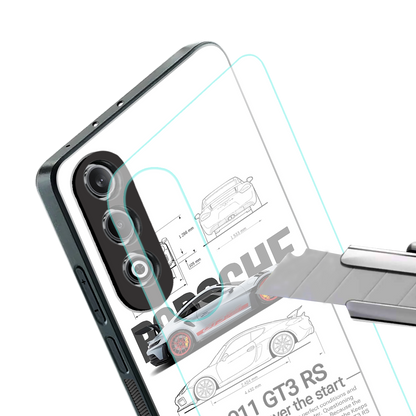 911 gt3 rs white back phone cover | glass case for oneplus nord ce 4