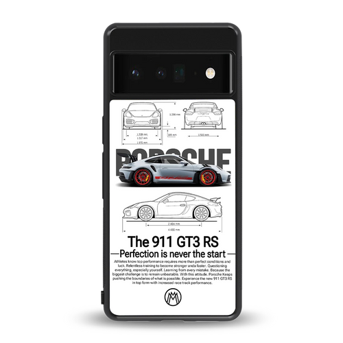 911 gt3 rs white back phone cover | glass case for google pixel 6 pro