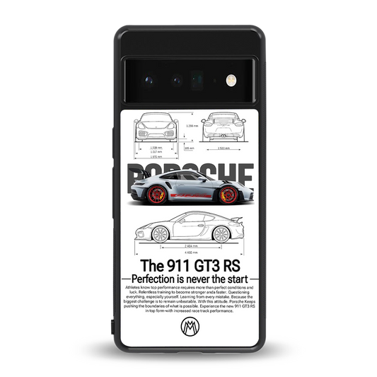 911 gt3 rs white back phone cover | glass case for google pixel 6 pro