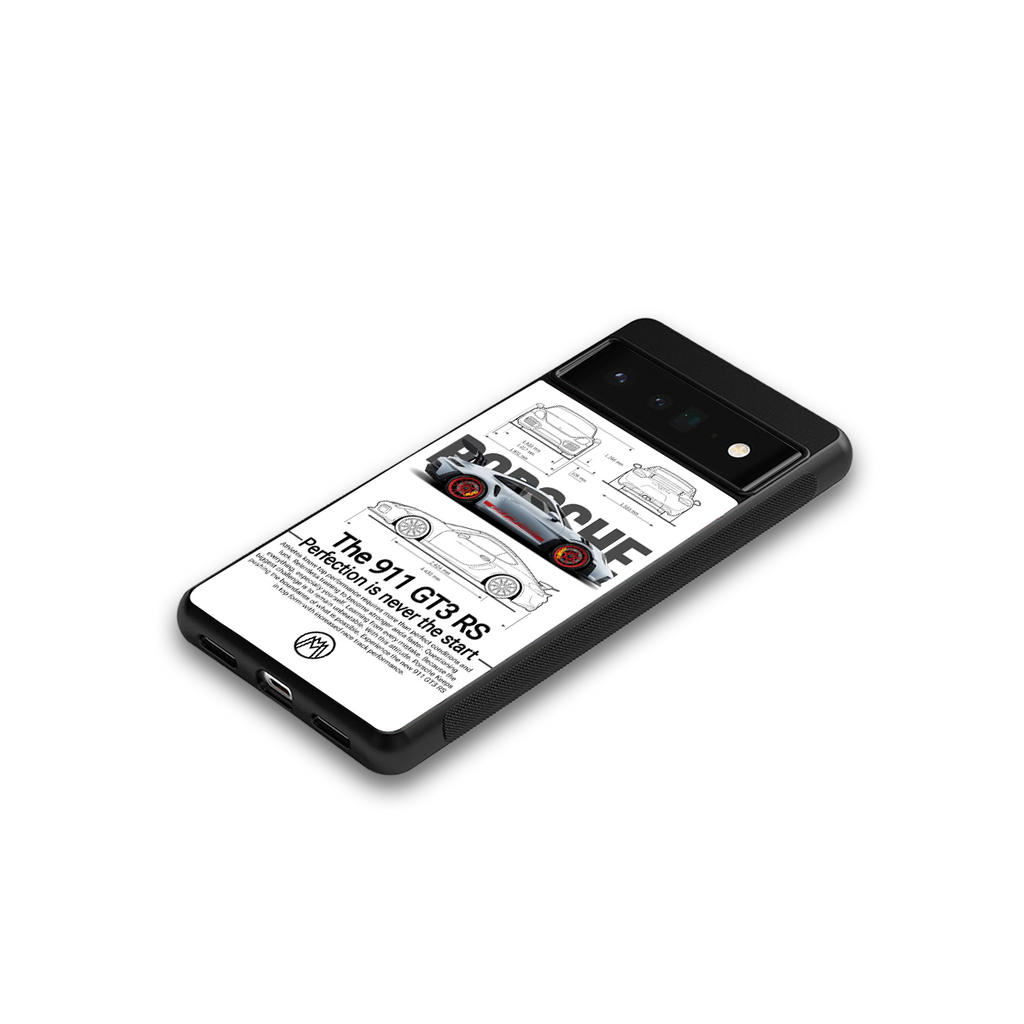 911 gt3 rs white back phone cover | glass case for google pixel 6 pro