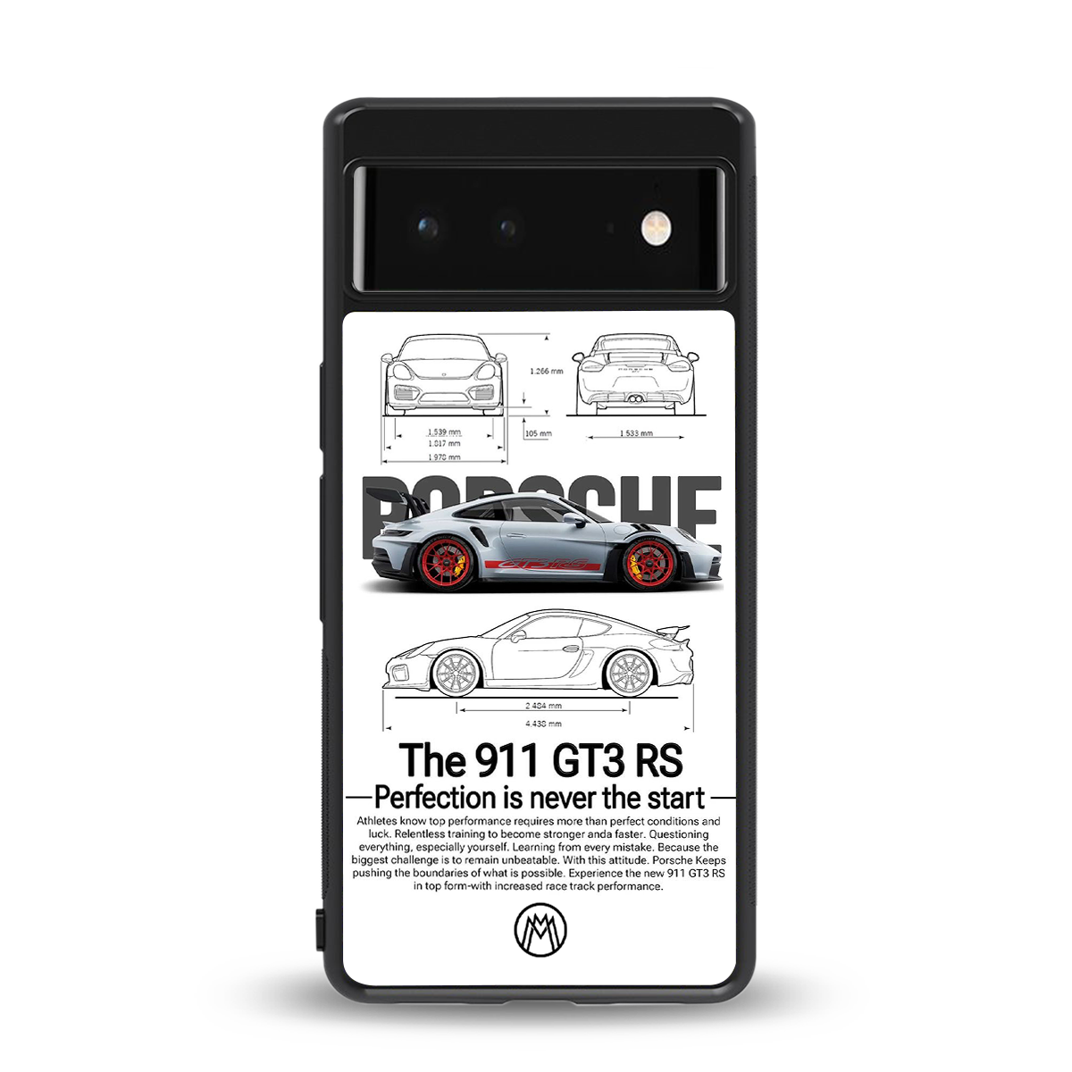 911 gt3 rs white back phone cover | glass case for google pixel 6