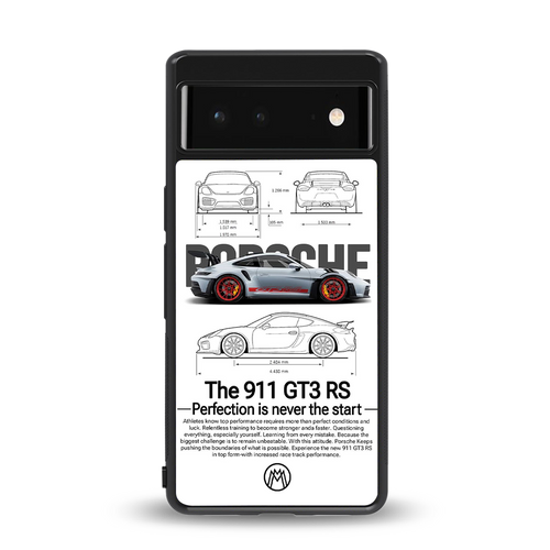911 gt3 rs white back phone cover | glass case for google pixel 6