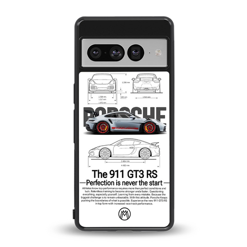 911 gt3 rs white back phone cover | glass case for google pixel 7 pro