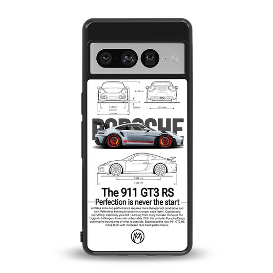 911 gt3 rs white back phone cover | glass case for google pixel 7 pro