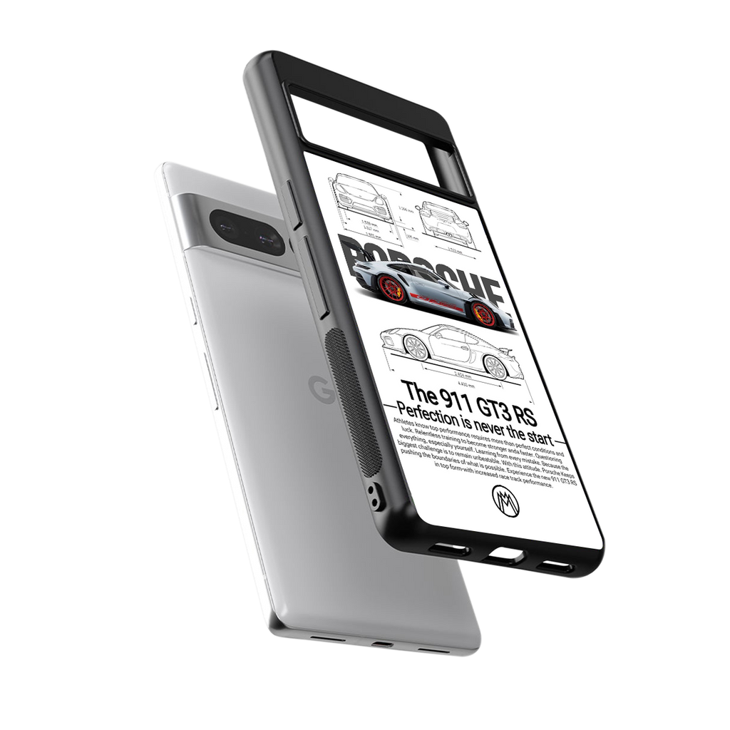 911 gt3 rs white back phone cover | glass case for google pixel 7 pro