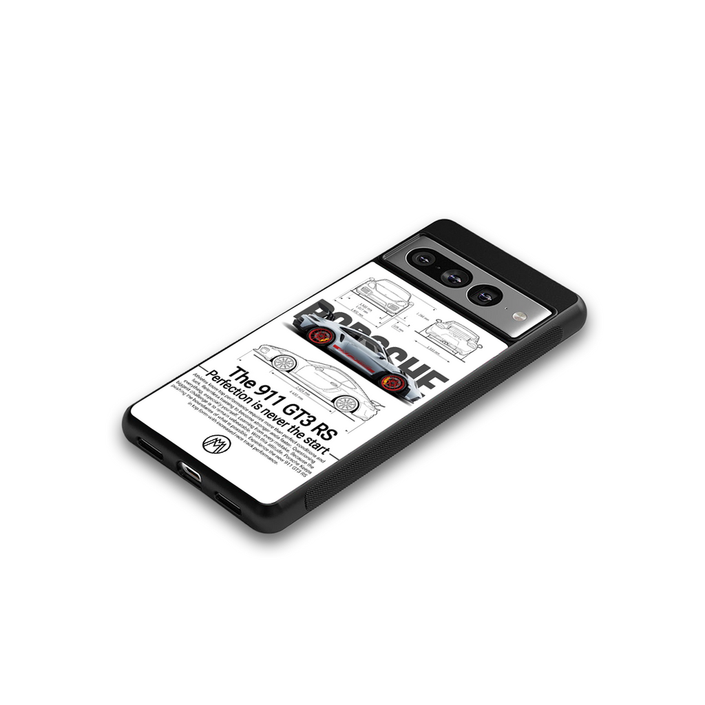 911 gt3 rs white back phone cover | glass case for google pixel 7 pro