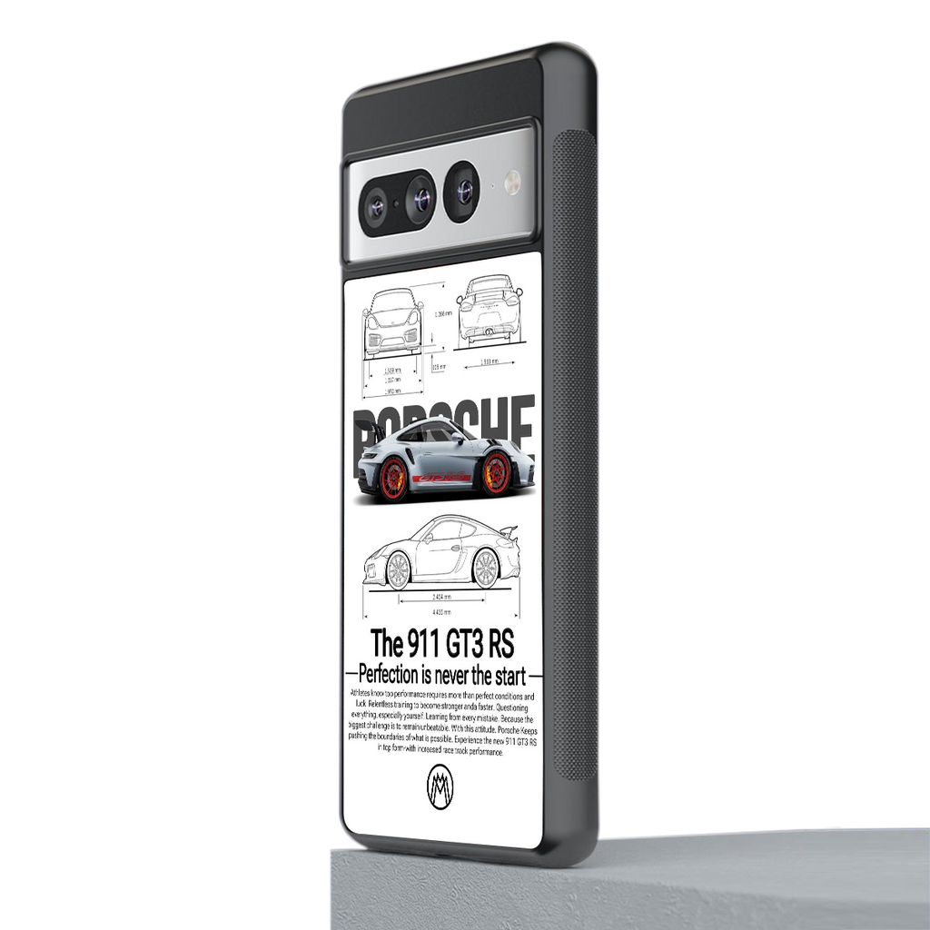 911 gt3 rs white back phone cover | glass case for google pixel 7 pro