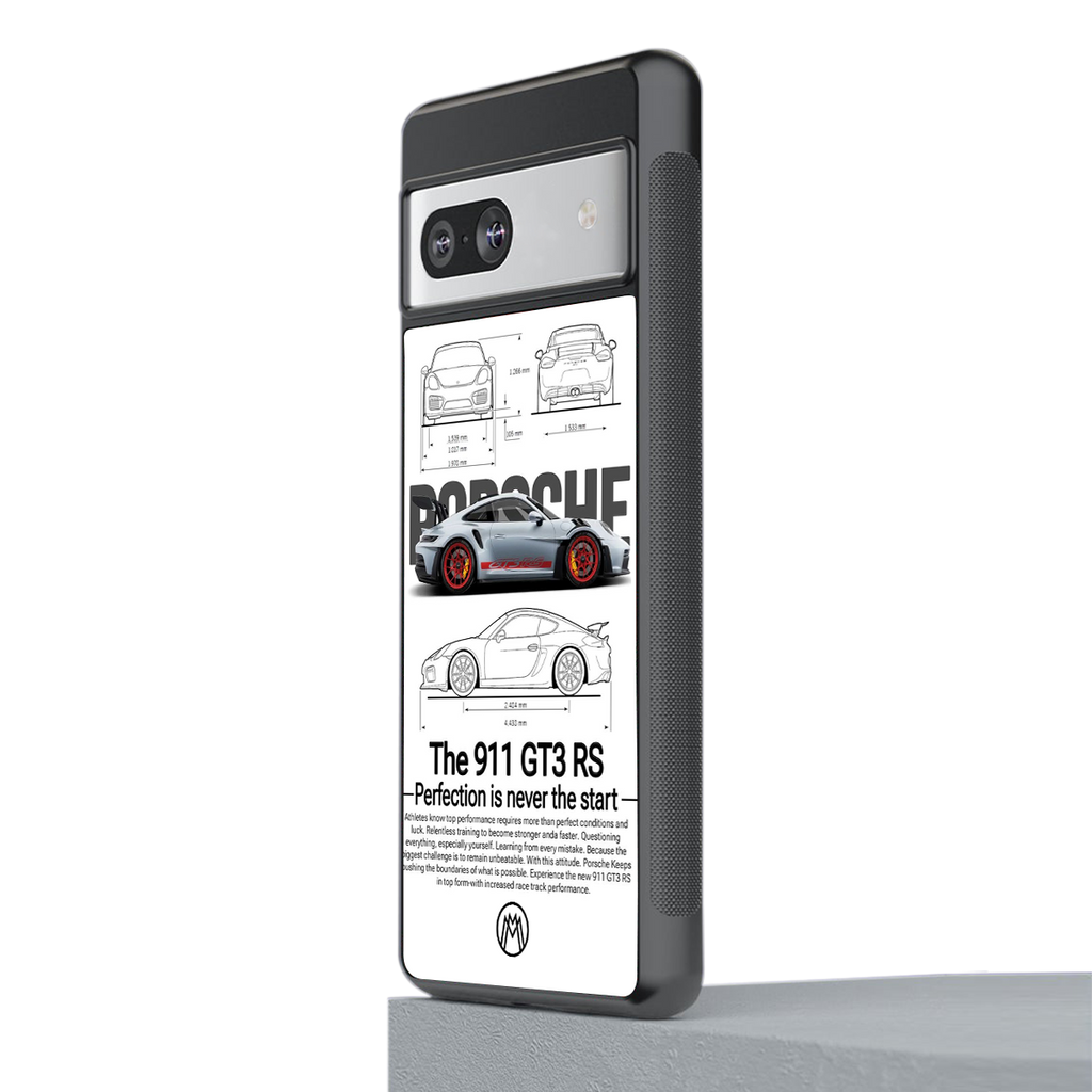 911 gt3 rs white back phone cover | glass case for Google Pixel 7A