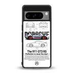 911 gt3 rs white back phone cover | glass case for google pixel 8 pro