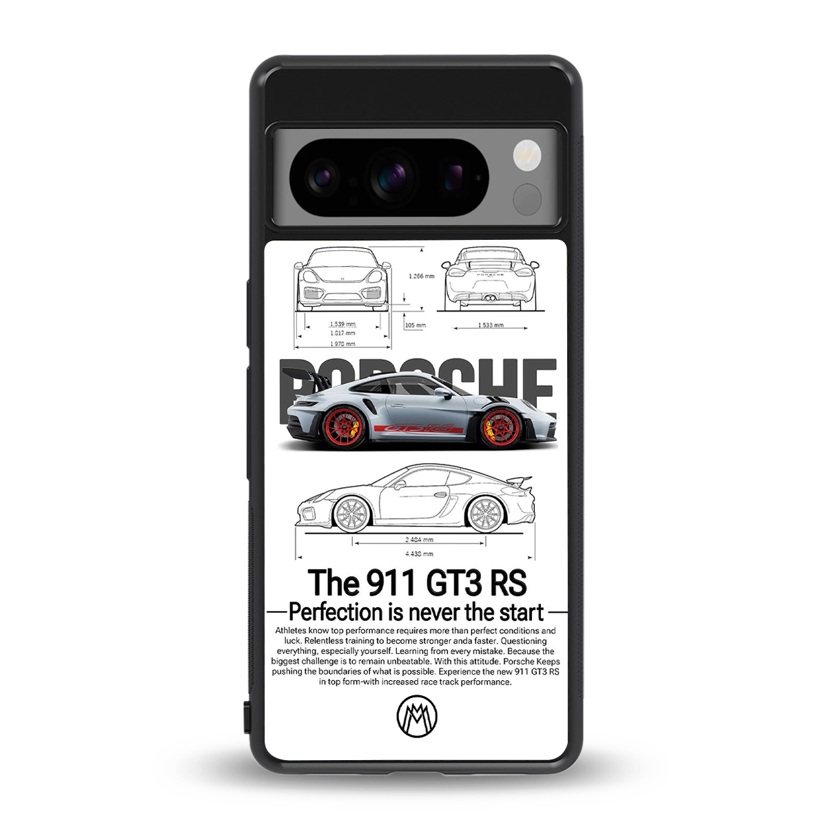 911 gt3 rs white back phone cover | glass case for google pixel 8 pro