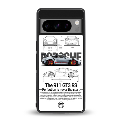 911 gt3 rs white back phone cover | glass case for google pixel 8 pro