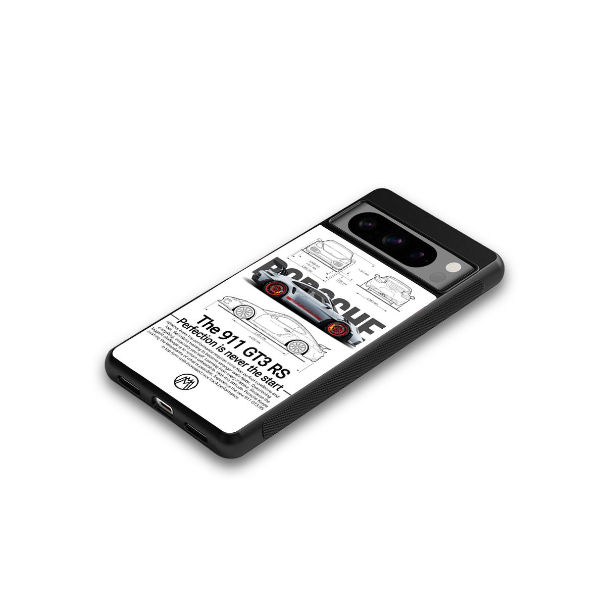 911 gt3 rs white back phone cover | glass case for google pixel 8 pro