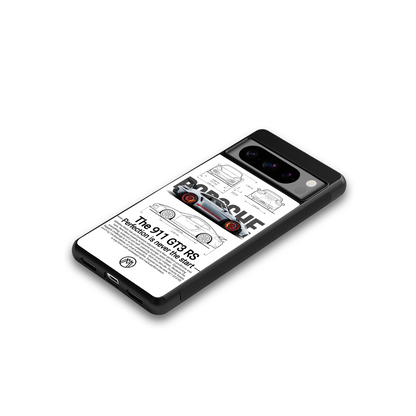 911 gt3 rs white back phone cover | glass case for google pixel 8 pro