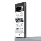 911 gt3 rs white back phone cover | glass case for google pixel 8 pro