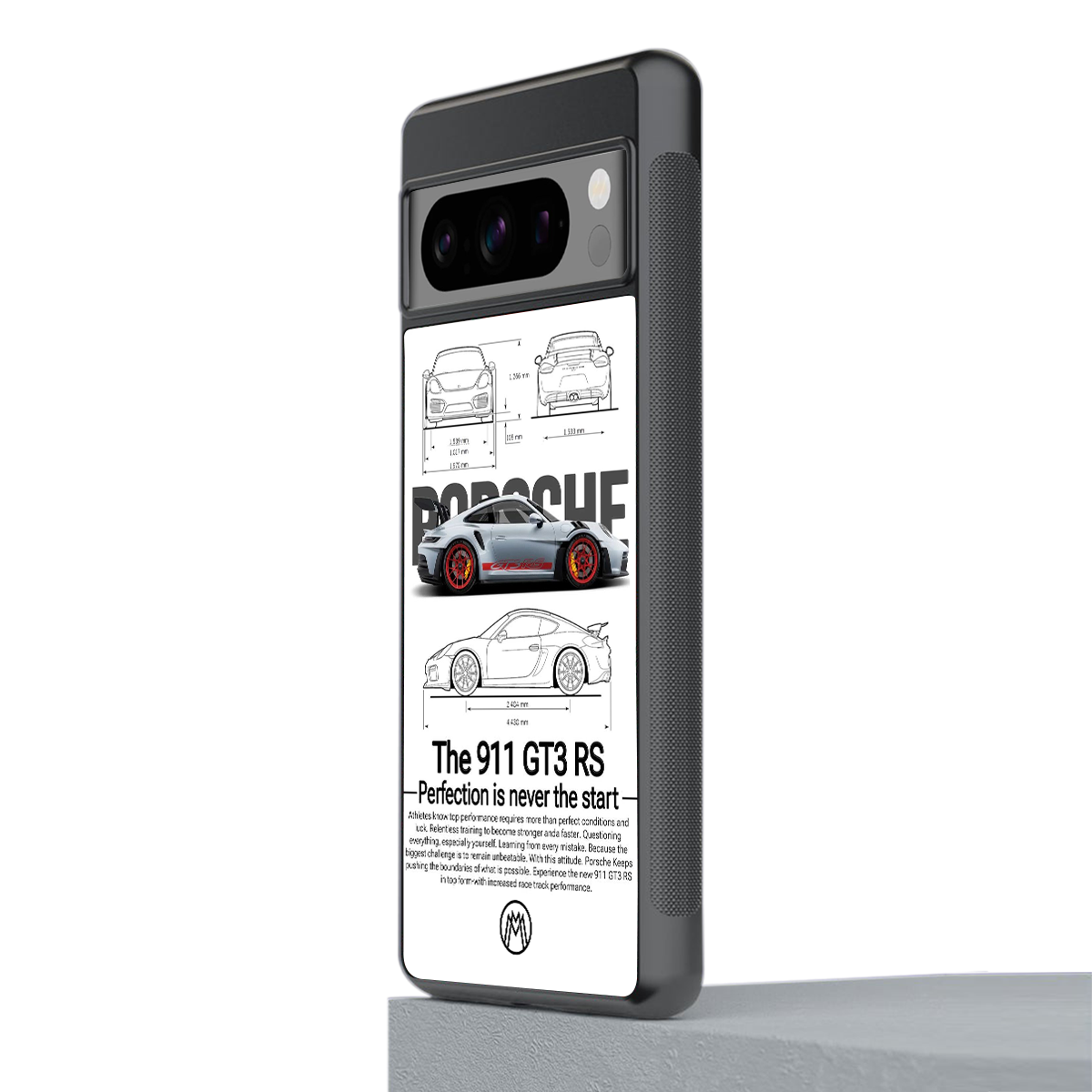 911 gt3 rs white back phone cover | glass case for google pixel 8 pro