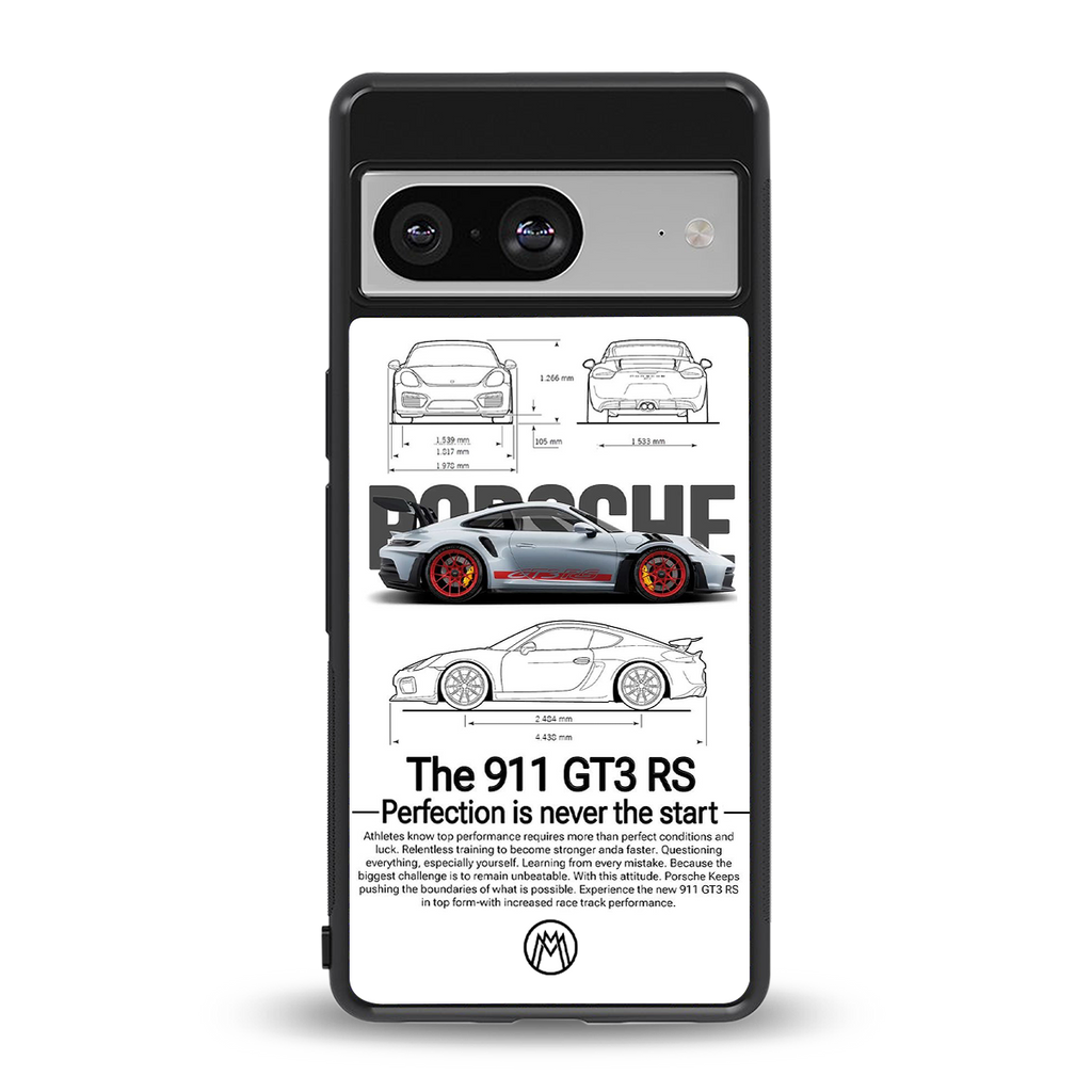 911 gt3 rs white back phone cover | glass case for Google Pixel 8