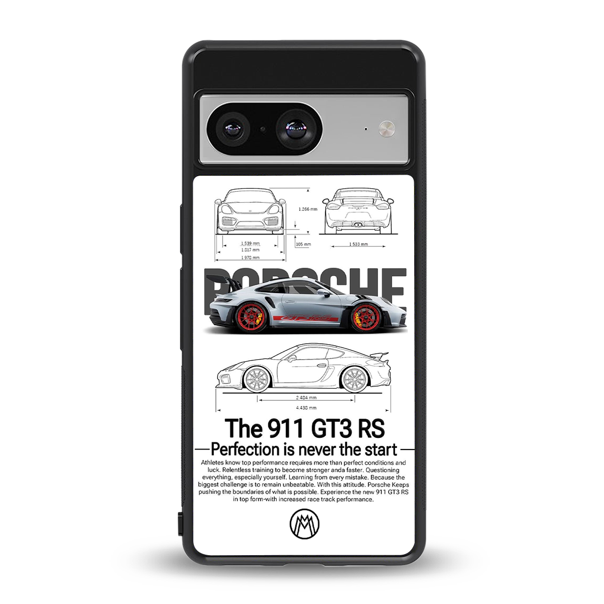 911 gt3 rs white back phone cover | glass case for Google Pixel 8