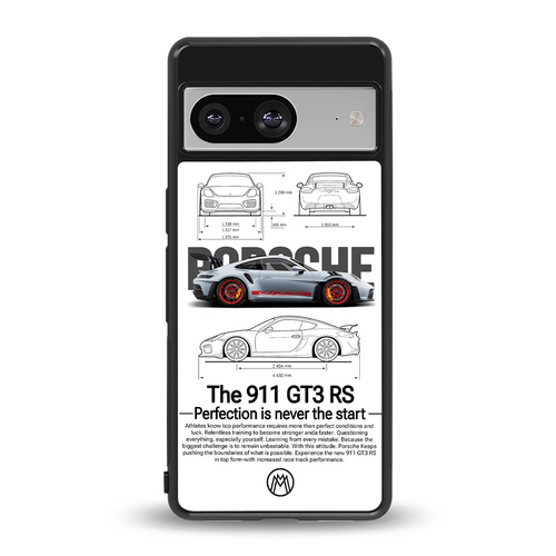 911 gt3 rs white back phone cover | glass case for Google Pixel 8
