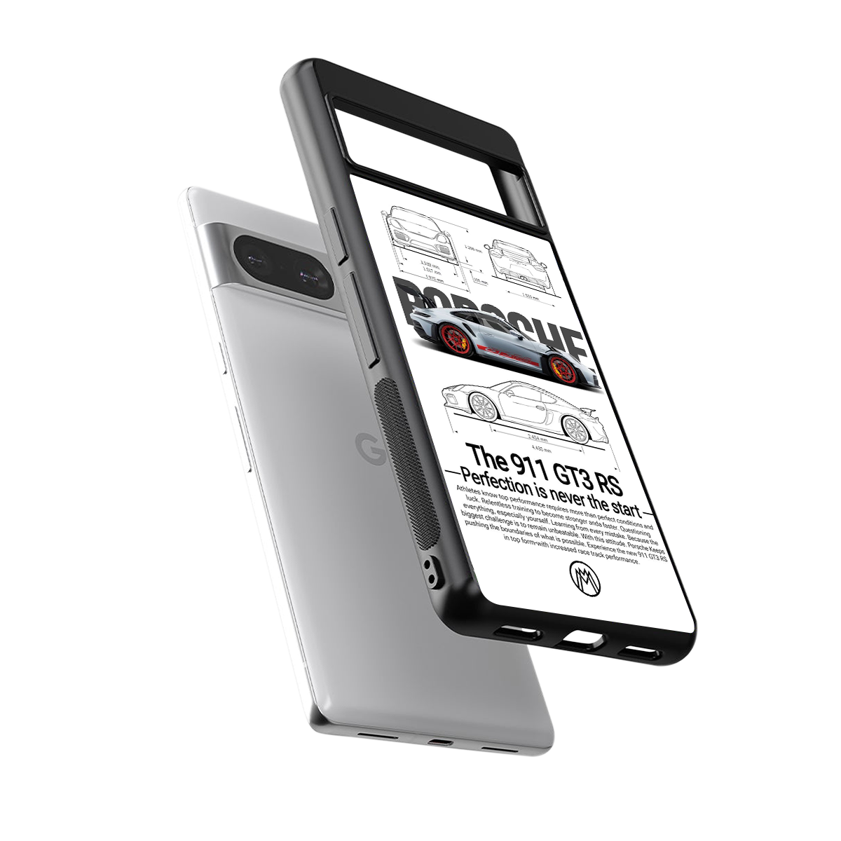 911 gt3 rs white back phone cover | glass case for Google Pixel 8