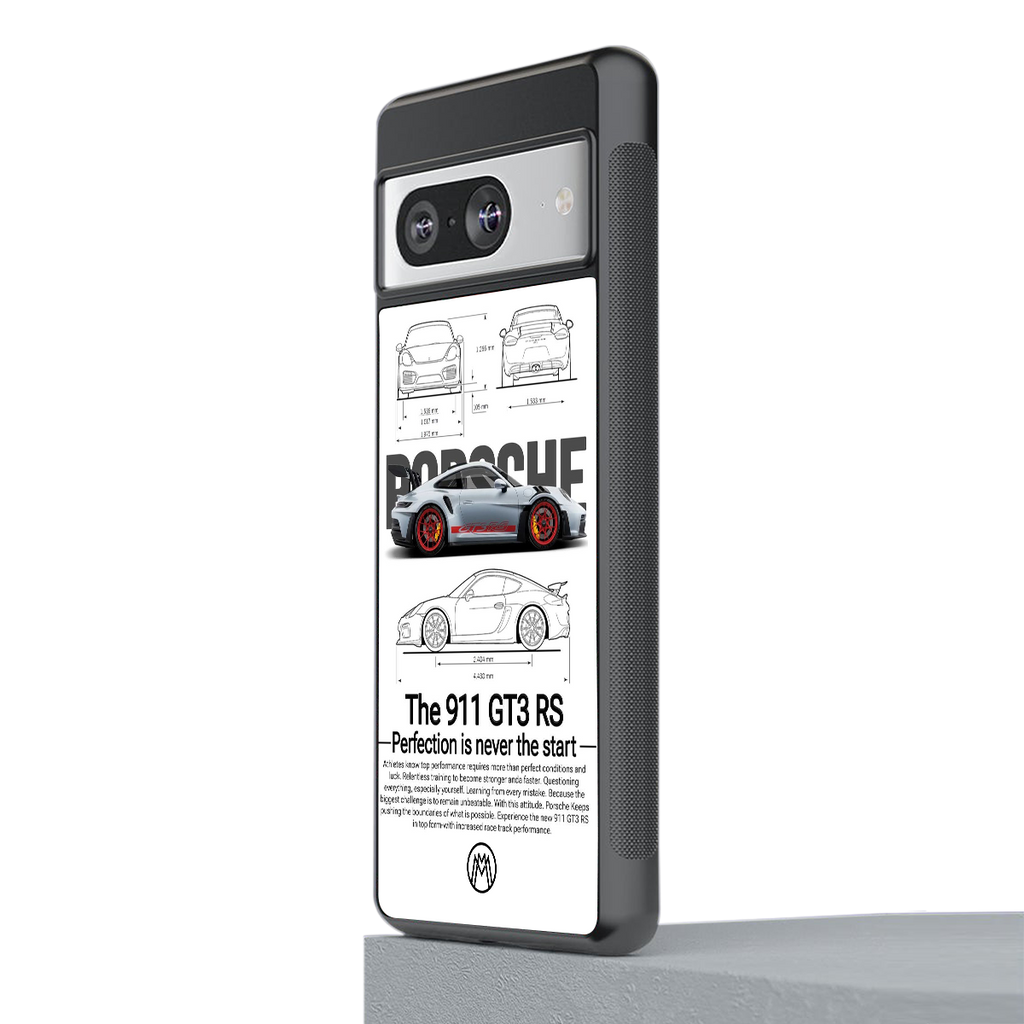 911 gt3 rs white back phone cover | glass case for Google Pixel 8