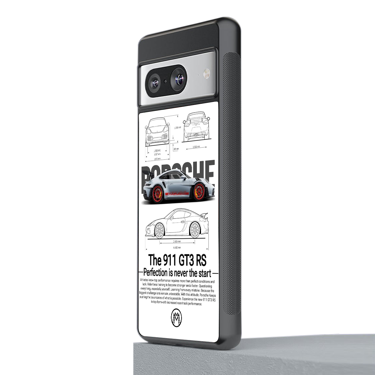911 gt3 rs white back phone cover | glass case for Google Pixel 8