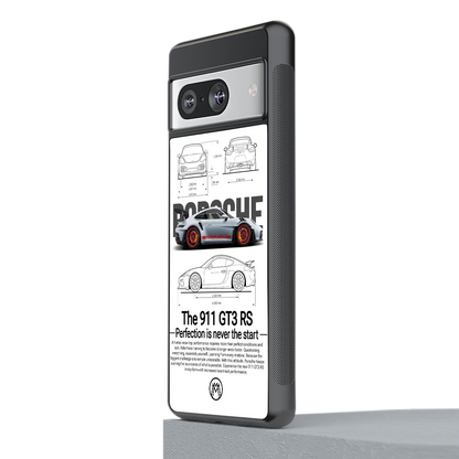 911 gt3 rs white back phone cover | glass case for Google Pixel 8