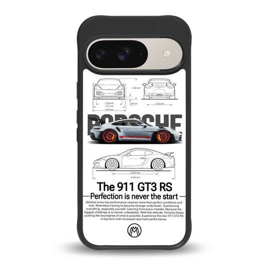 911 gt3 rs white back phone cover | glass case for google pixel 9