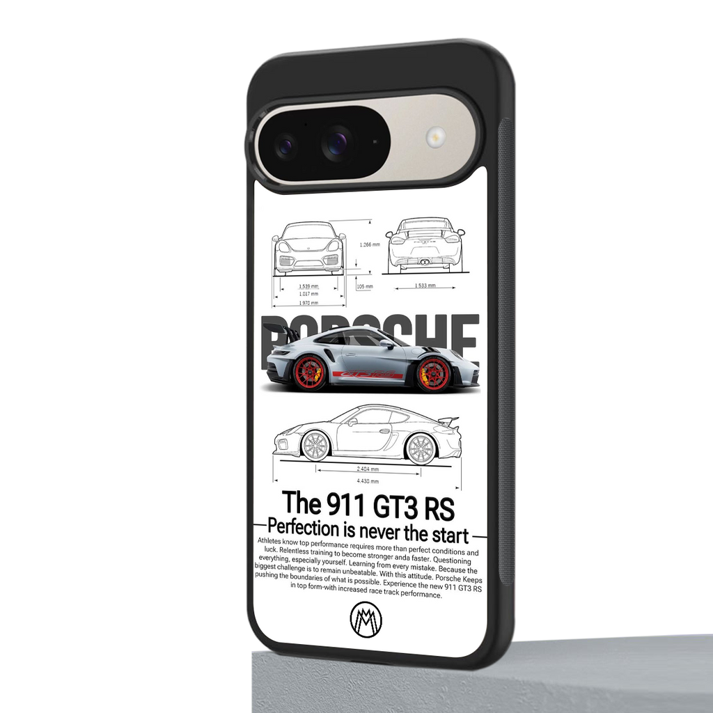 911 gt3 rs white back phone cover | glass case for google pixel 9