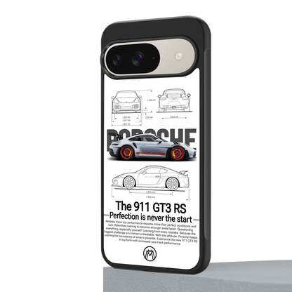 911 gt3 rs white back phone cover | glass case for google pixel 9