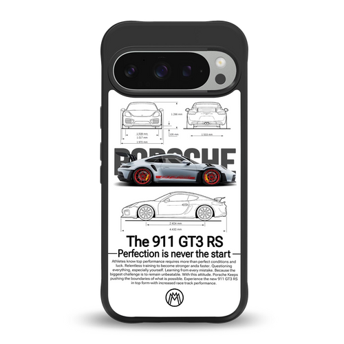 911 gt3 rs white back phone cover | glass case for google pixel 9 pro