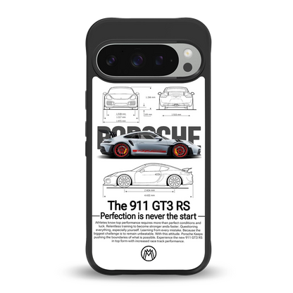 911 gt3 rs white back phone cover | glass case for google pixel 9 pro xl