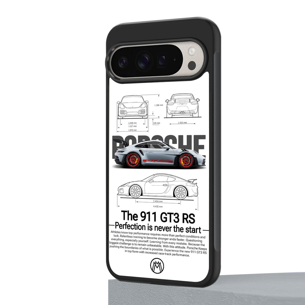 911 gt3 rs white back phone cover | glass case for google pixel 9 pro