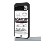 911 gt3 rs white back phone cover | glass case for google pixel 9 pro