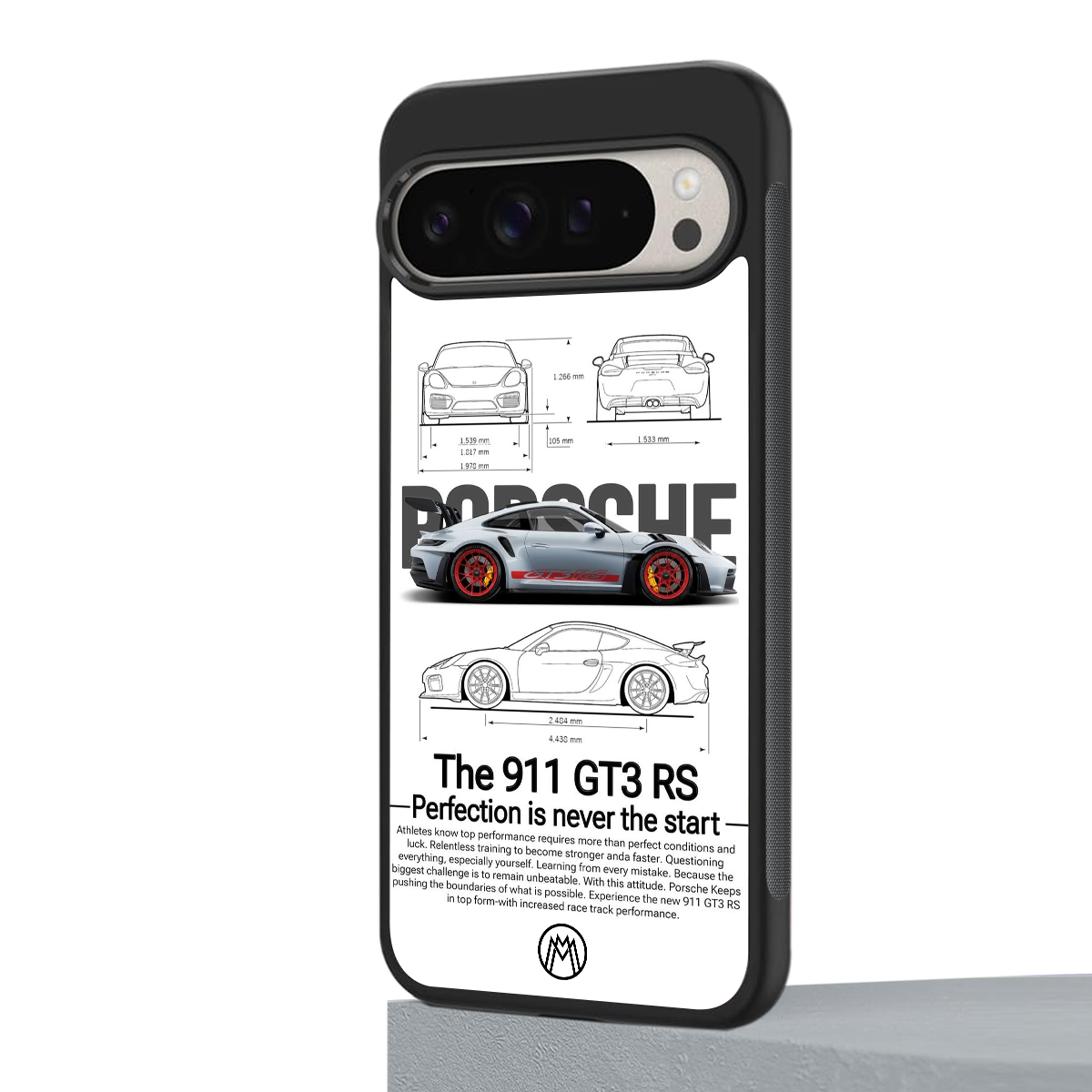 911 gt3 rs white back phone cover | glass case for google pixel 9 pro xl