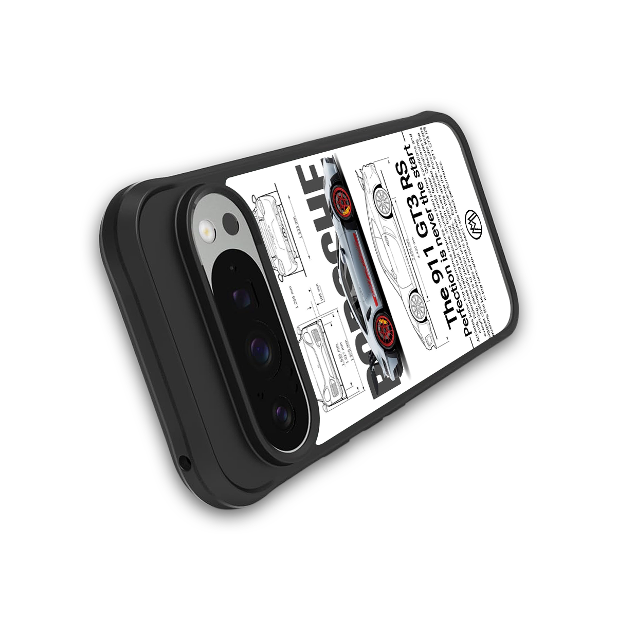 911 gt3 rs white back phone cover | glass case for google pixel 9 pro xl