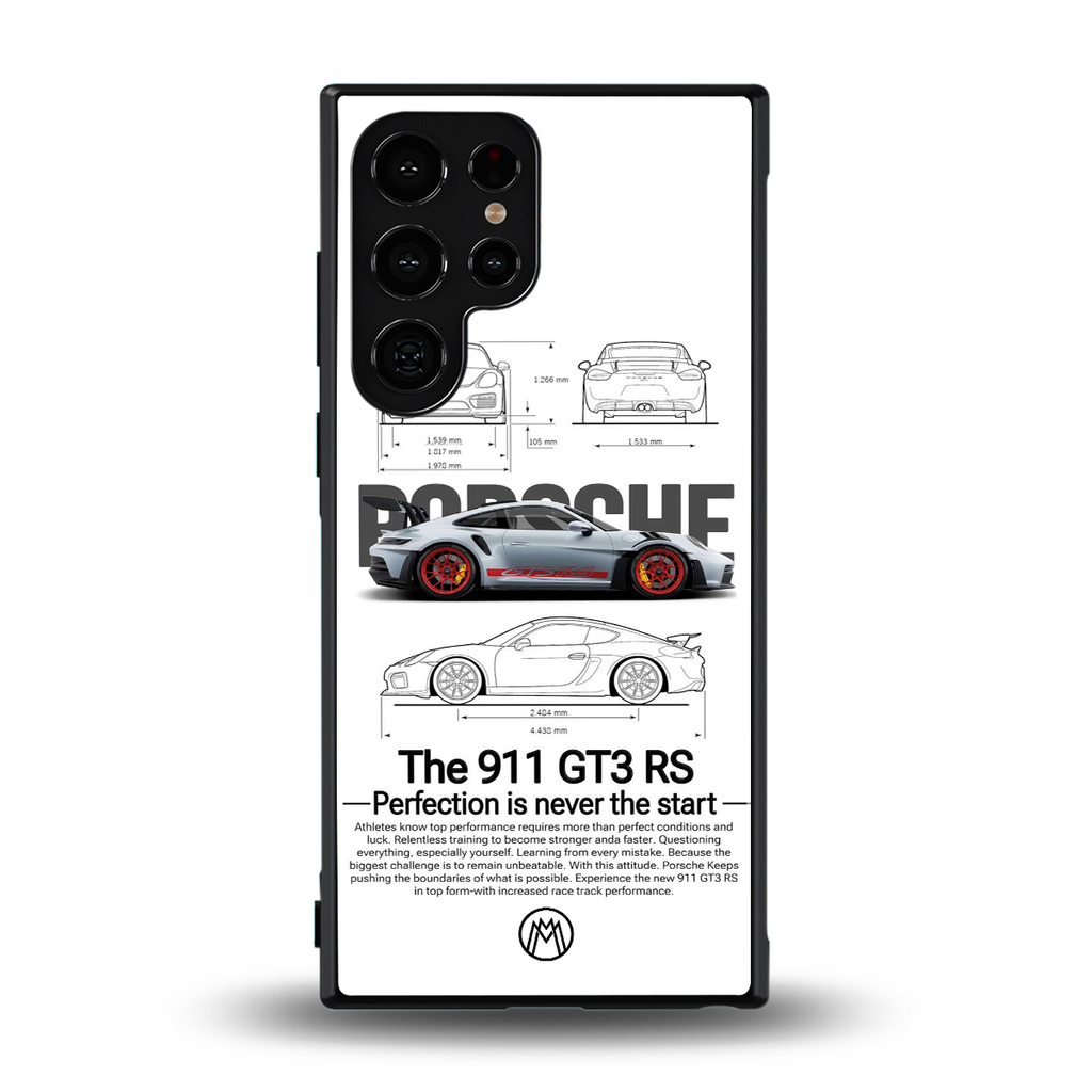 911 gt3 rs white back phone cover | glass case for samsung galaxy s23 ultra