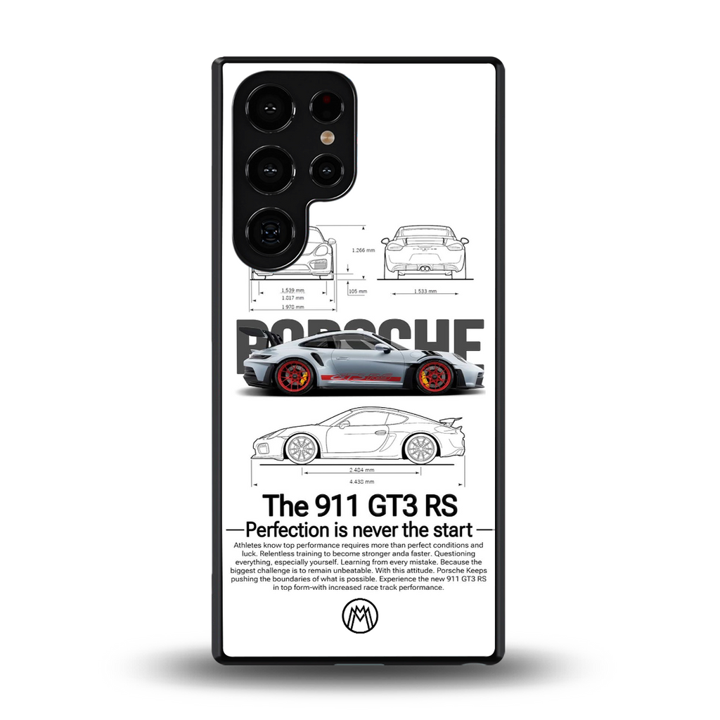 911 gt3 rs white back phone cover | glass case for samsung galaxy s25 ultra