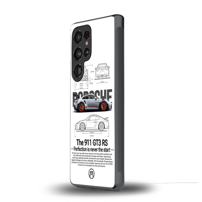 911 gt3 rs white back phone cover | glass case for samsung galaxy s25 ultra