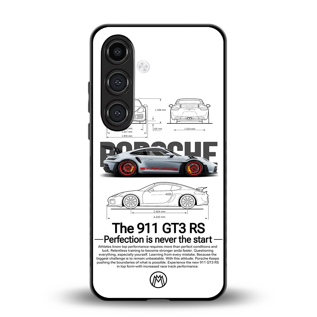 911 gt3 rs white back phone cover | glass case for samsung galaxy s24 plus