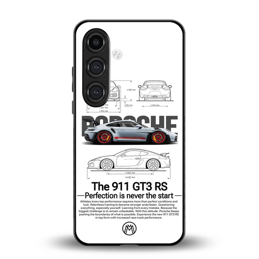 911 gt3 rs white back phone cover | glass case for samsung galaxy s24 plus
