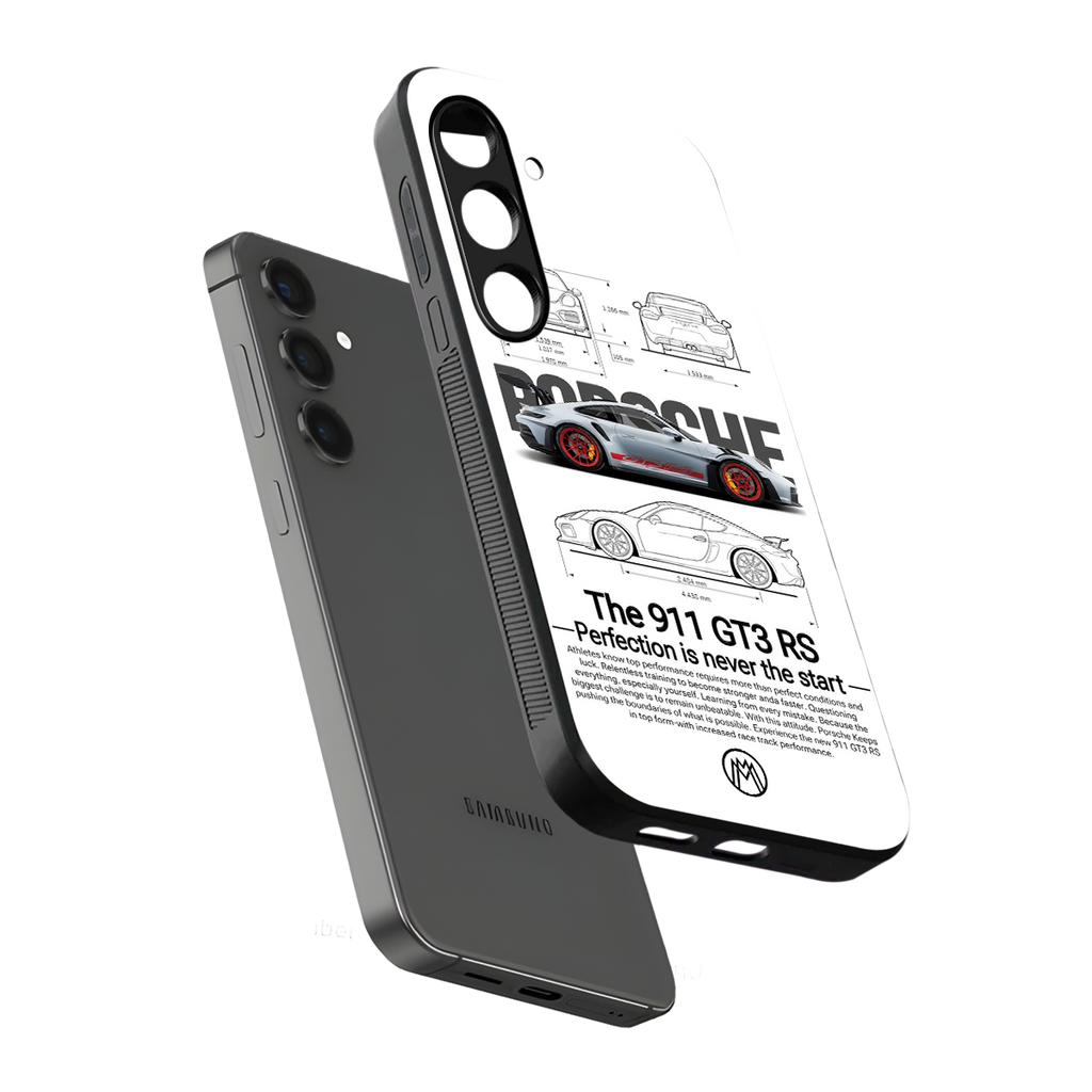 911 gt3 rs white back phone cover | glass case for samsung galaxy s24