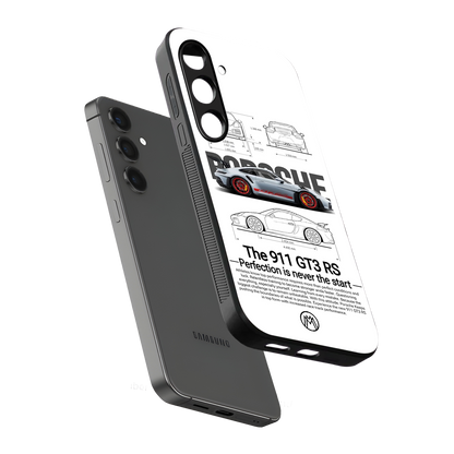 911 gt3 rs white back phone cover | glass case for samsung galaxy s24 fe